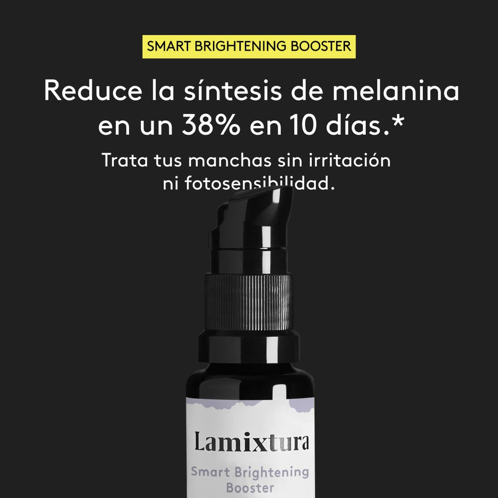 Reduce la síntesis de melanina en un 38% en 10 días. Sin irritación ni fotosensibilidad.
Demostrado clínicamente por laboratorio independiente.