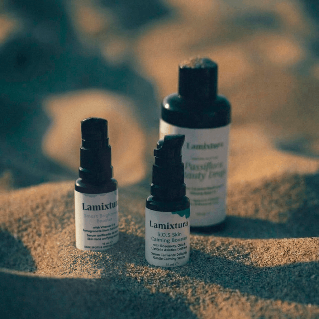 serums antioxidantes y calmantes para cuidar la piel después del sol. Aceite corporal reparador. After sun. 